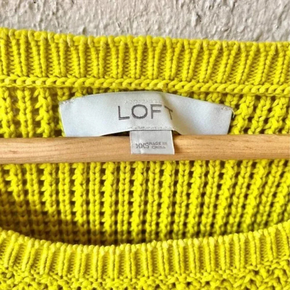 Loft Yellow Knit Cable Pullover Sweater XX-Small - Picture 3 of 5